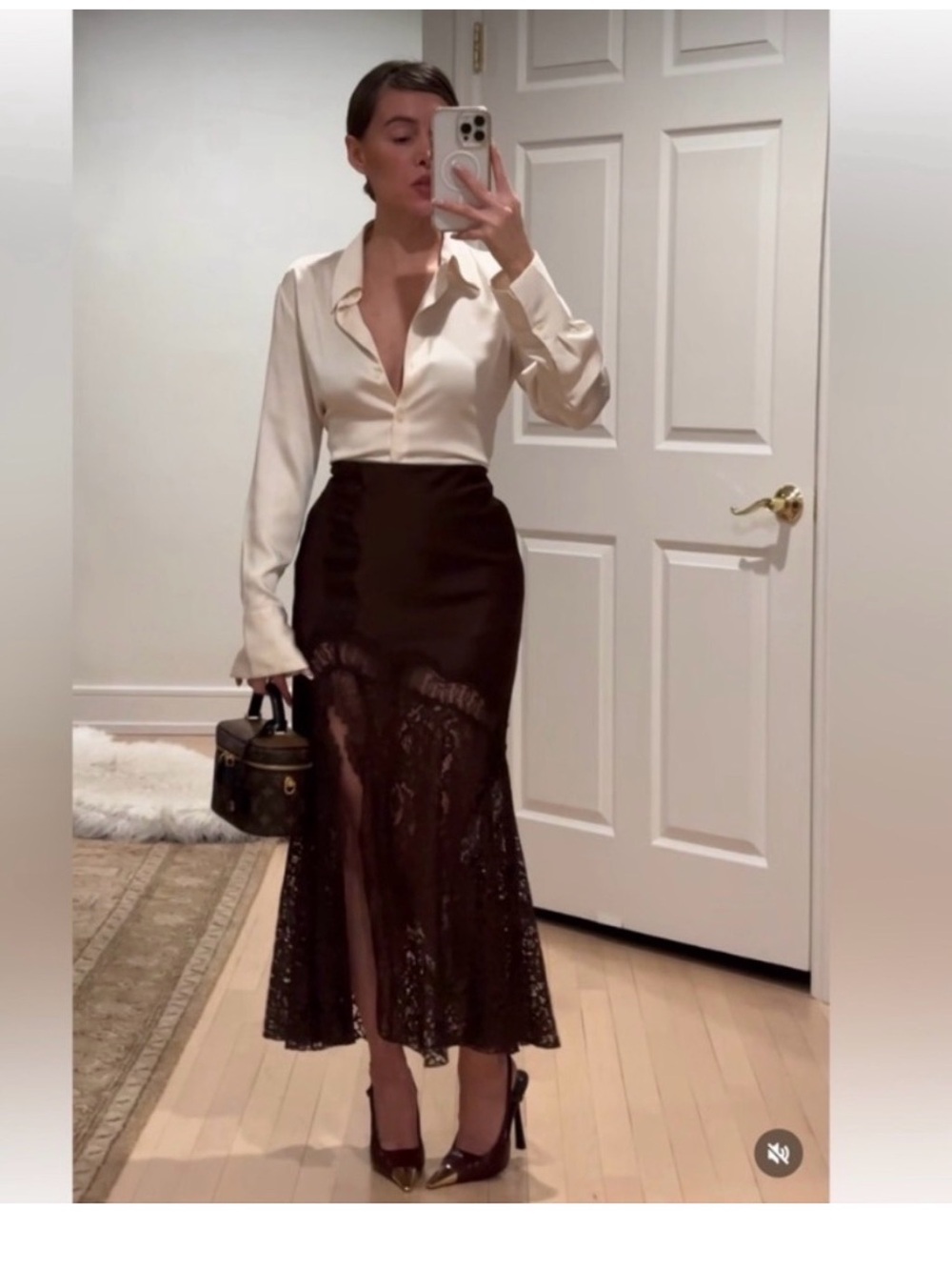 Zara Viral Brown Lace Mermaid Skirt